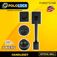 Pololock Handleset Lock Matte Black Single Cylinder Deadbolt Lockset Entrance Door Knob Security Privacy PL88027-D1MB