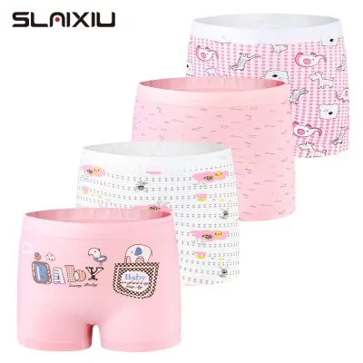 SLAIXIU Kids Girls Underwear Cartoon Elephant Print Cotton Teens Girl Panties for 2-13 Years Children Shorts (4pcs)