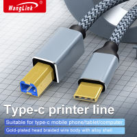 WangLink USB 3.0 Printing Cable with 5Gbps Transfer Speed Plug ，Play for PC Scanner Printers Nickel Plated Head  2M & TYPEC Print wire woven silver 2 M