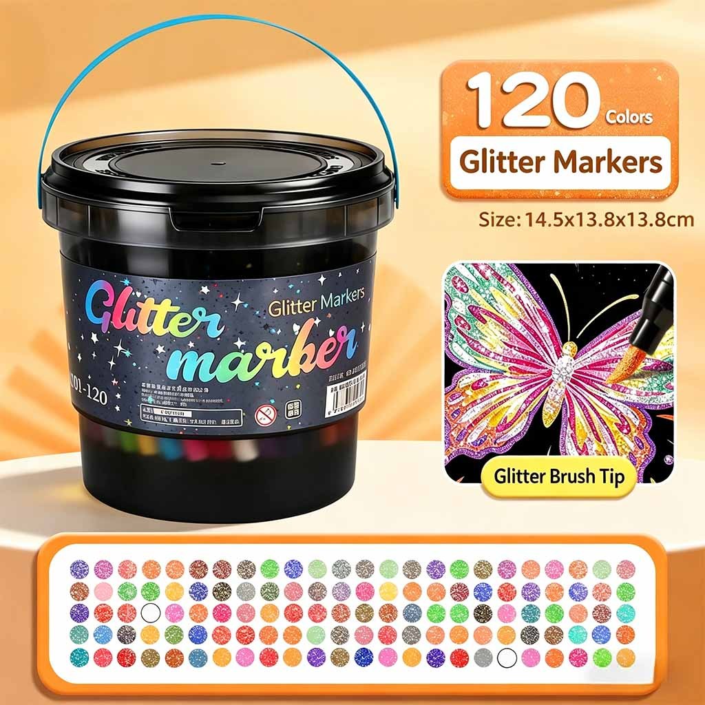 120 Color Dual Tip Glitter Metallic Outline acrylic marker set colored pen highlighter pen set coloring materials set