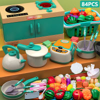 YUNLEO 84PCS Childrens Kitchen Cooking Toy Set Girls Simulation Kitchen Dinnerware Educational Toys