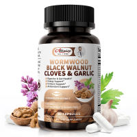 Alliwise 16-in-1 Black Walnut Wormwood Capsules Rapid Gut Cleanse & Digestive Health with Clove Garlic Turmeric Liposomal Delivery 98% AbsorptionVegan Gluten-Free