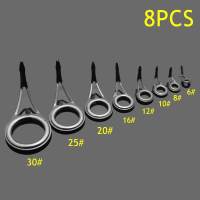PAlight 8 Pcs Ceramic Fishing Rod Guide Tip Strong Line Repair Set Kit DIY Rings Stainless Steel Frame - intl