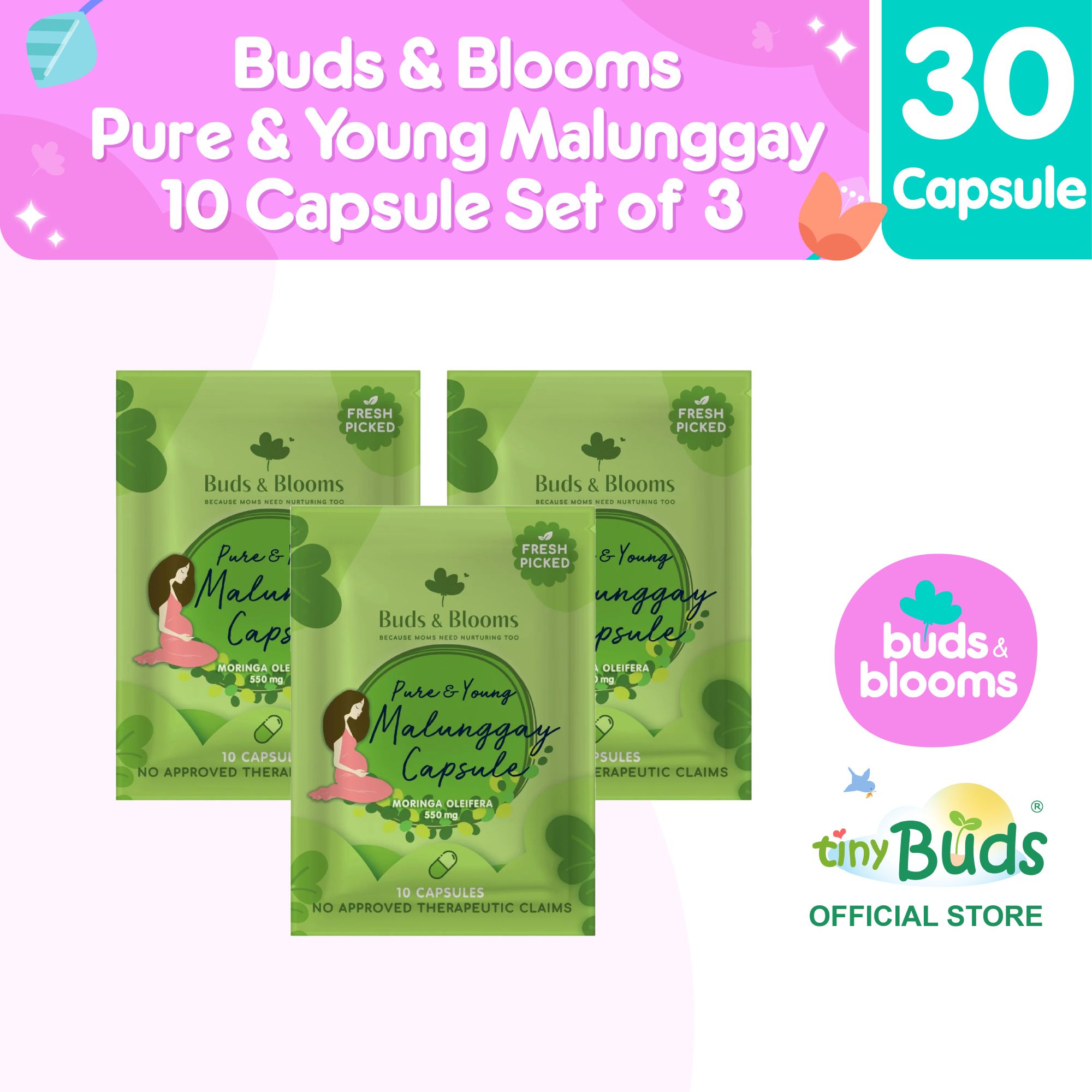 Buds & Blooms Pure & Young Malunggay Capsule 10 Capsules - Set of 3