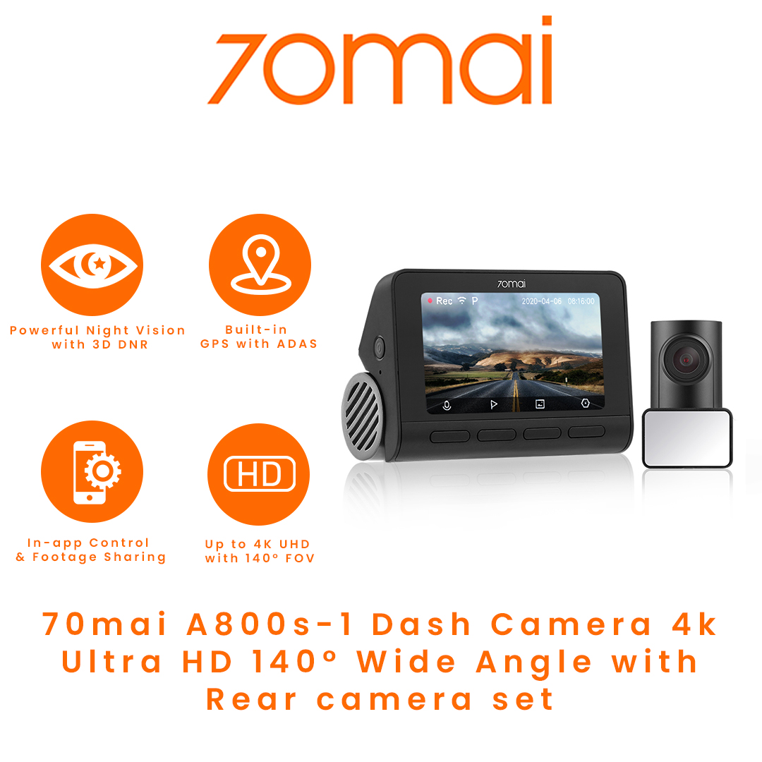 Xiaomi 70mai A800S 4K Front 1080p Rear 140° Wide Angle Dual-Channel  Recording Enhanced Night