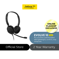 Jabra Evolve 10 Wired Headset with Noise-Cancelling Microphone for PC/Laptop Use Easy USB-A Setup TCO Certified Lightweight Design Inline Call/Volume Controls for Online Meetings Black