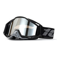 Black Frame Silver Mirrored Off-Road Motorcycle Goggles for Motocross MTB Outdoor Riding
