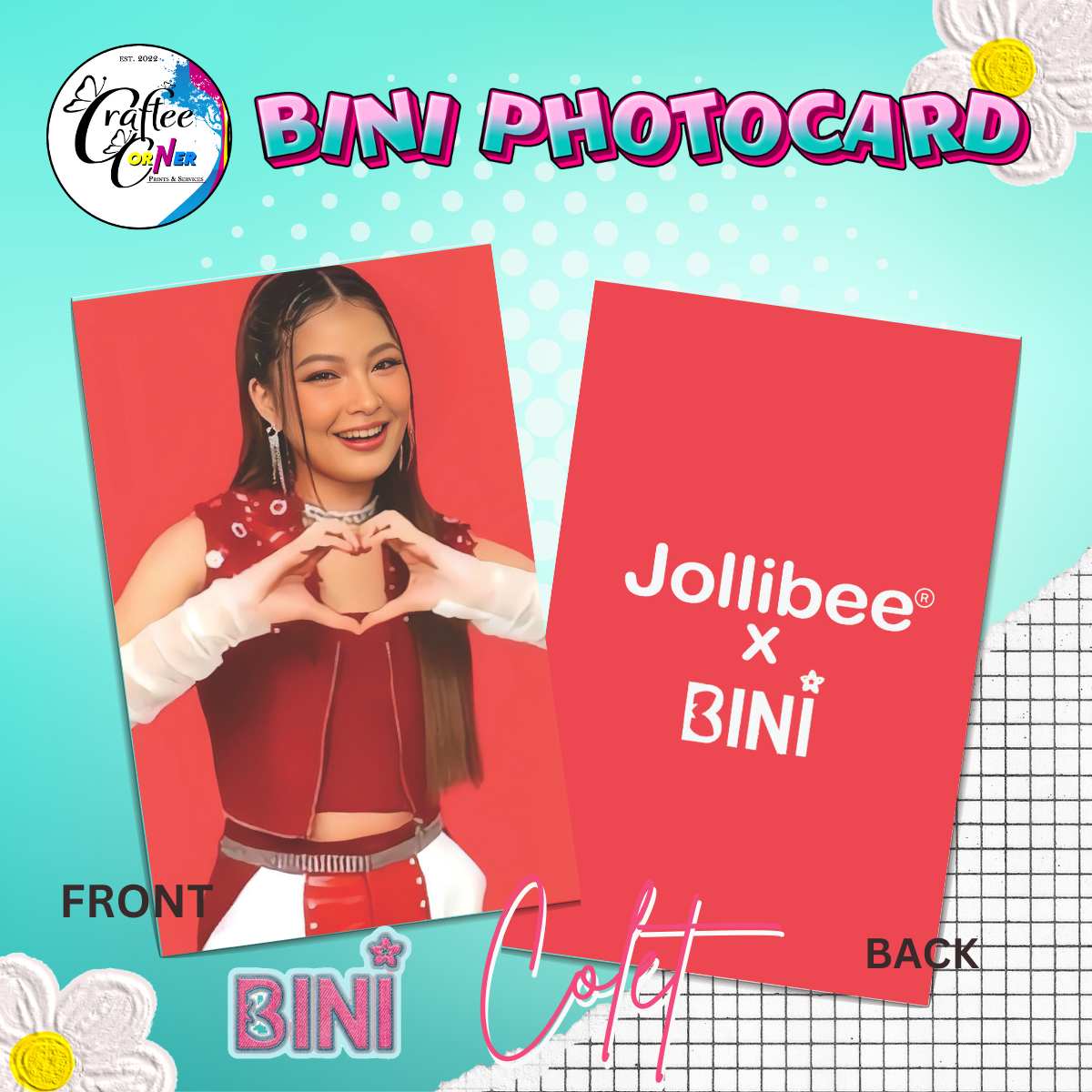 Bini x Jollibini photocards version 2 ( set 9 cards ) MATTE FINISH