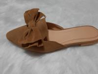 EFF013 FLATS MULES BOWTIE SUEDE POINTED TOE SHALLOW NECK (SLIM FIT)-LILIW LAGUNA MADE