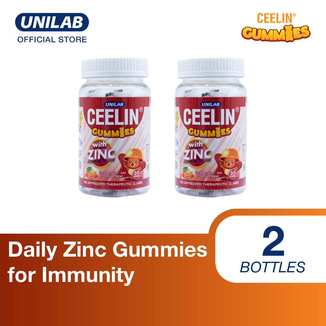 Ceelin Gummies with Zinc 30s Bottle - Set of 2 - Yummy Gummy Format with Vitamin C for Kids Immunity - Individually Packed for On-the-Go Snacking