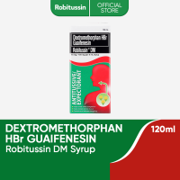 Robitussin DM Syrup Dextromethorphan HBr Guaifenesin 120ml for Cough & Sticky Phlegm with Menthol