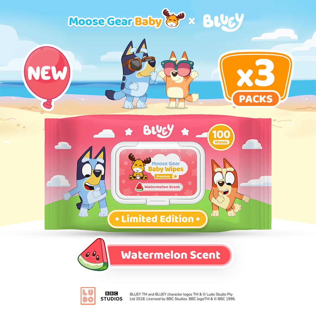 Moose Gear Baby x Bluey Premium Wipes Watermelon Scent 100sheets (3PACKS)