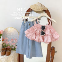 Kids Girl Floral With Denim Pant Clothes Set 1-6Y Girls Terno