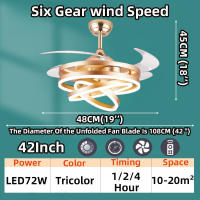42 Inches LED Ceiling Fan Light 3Colors With Remote Control/Silent Modern Fan Lamp For Living room Home Center Lights