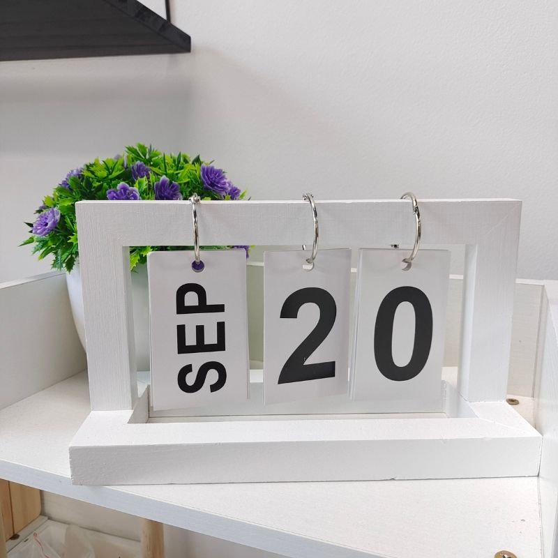 Wooden Desk Calendar Vintage Wood Flip Calendar Home Office Desktop Office Decor Calendar