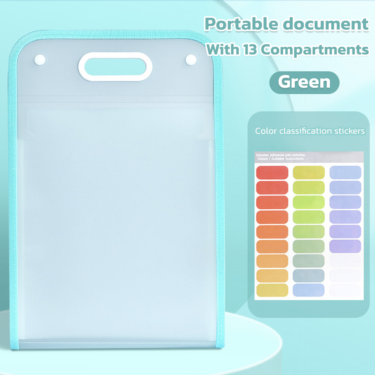 13 Layer Large Capacity Folder File Organizer with Handle Expanding File Folder Vertical Portable Style Multi-Layer A4 Expanding Bag Labeled Paper Folder Waterproof
