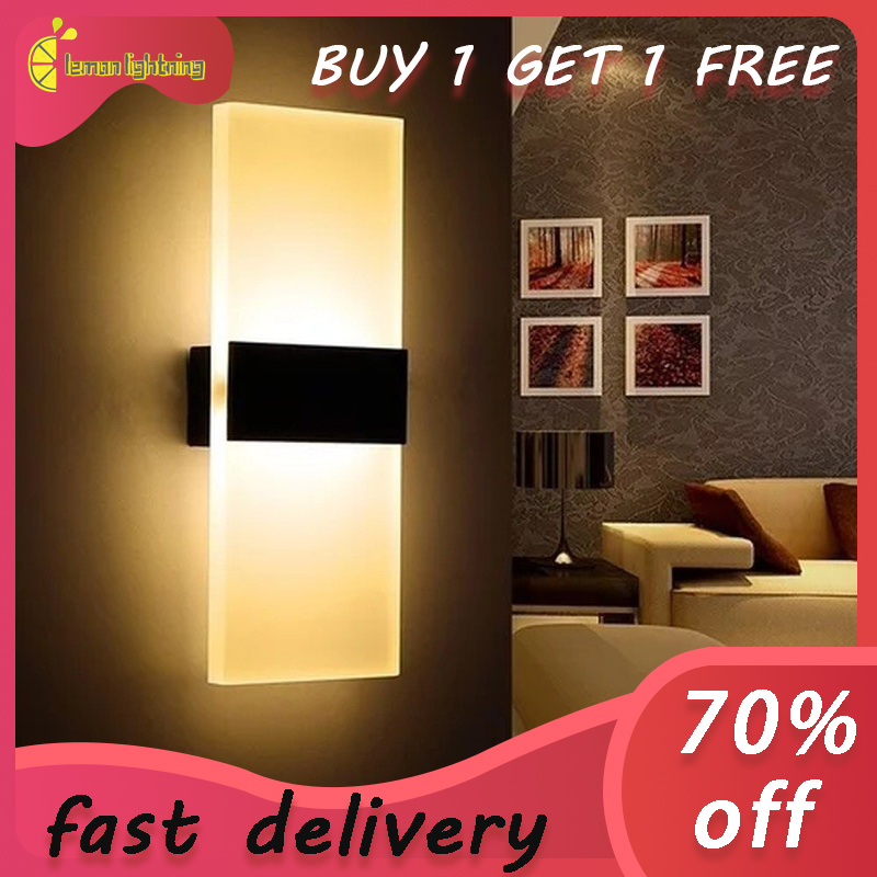 【BUY1 GET1 FREE】YHLAMP Nordic Modern 3W Acrylic Bedroom Wall light Bedside Light Indoor Study Corridor Modern minimalist Indoor wall lamps background light balcony light aisle living room