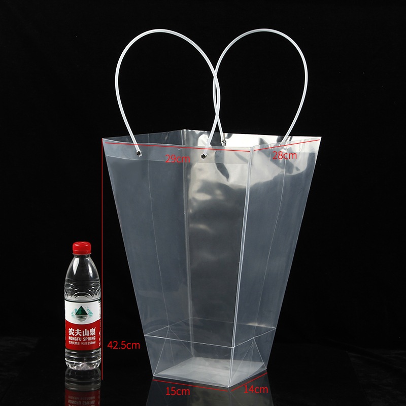 1pc Transparent PVC Tote Bag Flower Bouquet Packaging Bag Clear Handbags