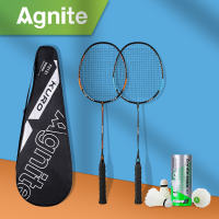Agnite Glass Aluminum Badminton Racket (2 Pieces/Pair) (With 3 Balls) (Orange + Blue) (Pair)