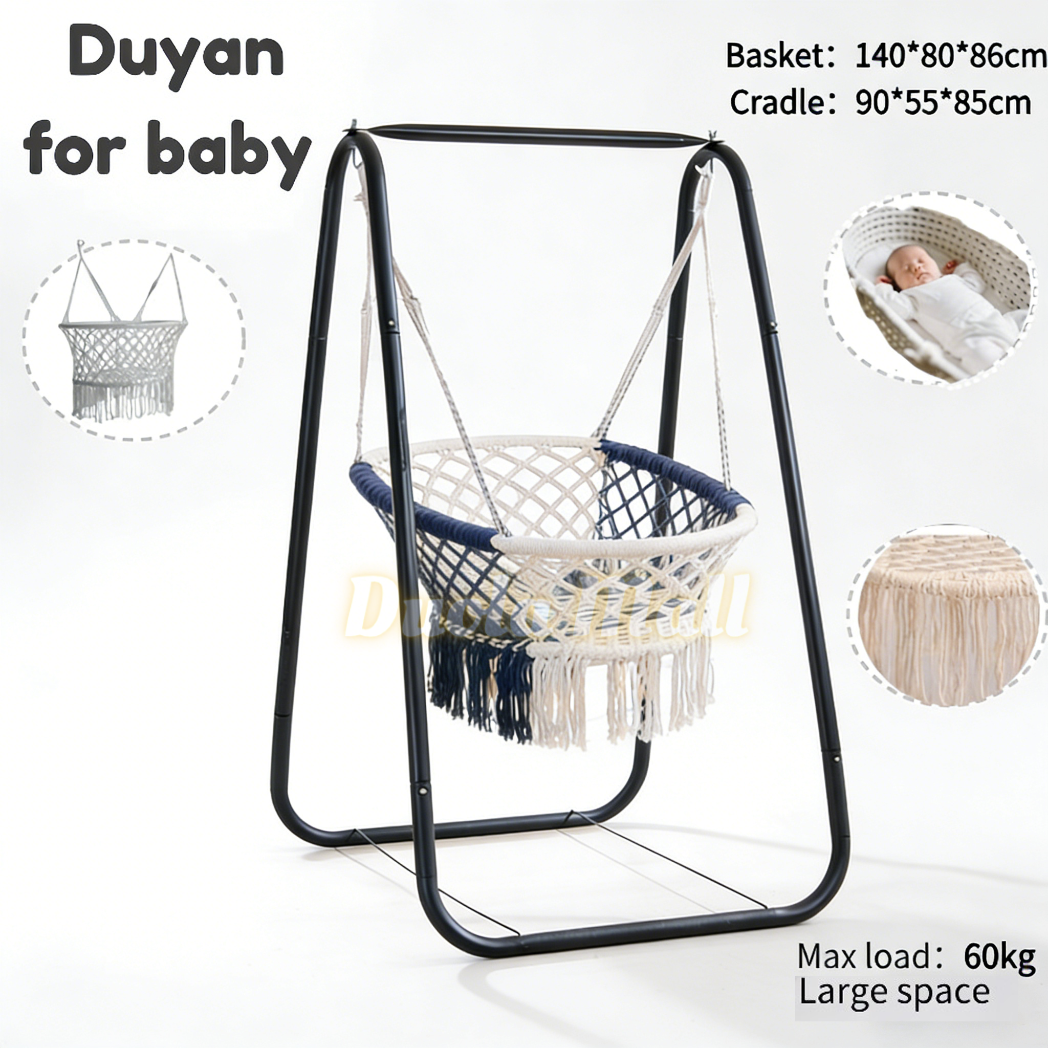 Duyan For Baby Baby/Kids Swing with Metal Bracket Can Be Used Indoors/Outdoors Cradle Steel frame Included
