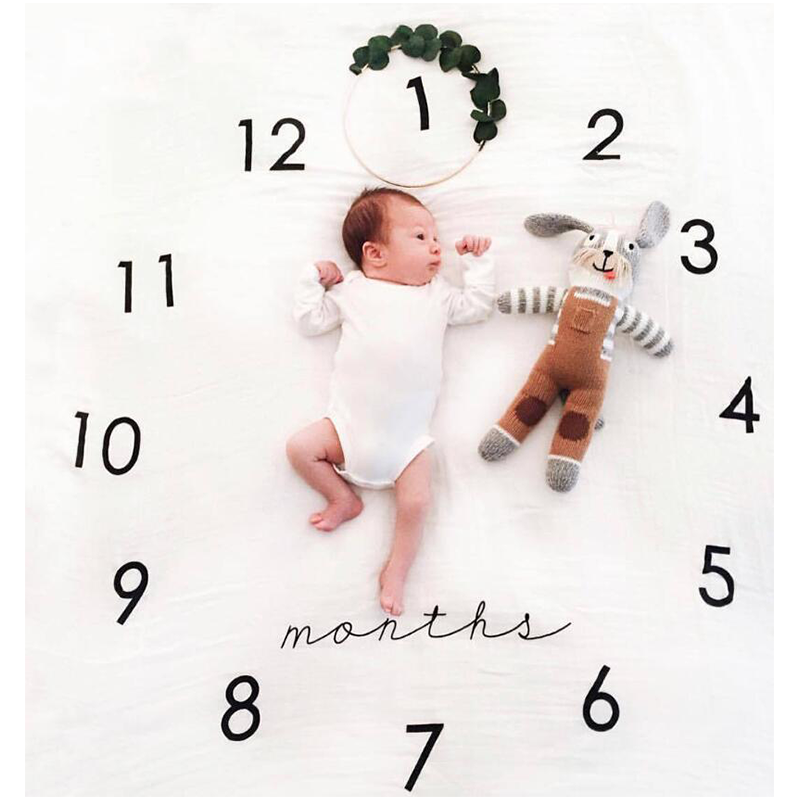 Newborn Baby Monthly Growth Milestone Blanket Photography Prop Background Cloth 0-12M DIY Infant Girl Photo Accessories