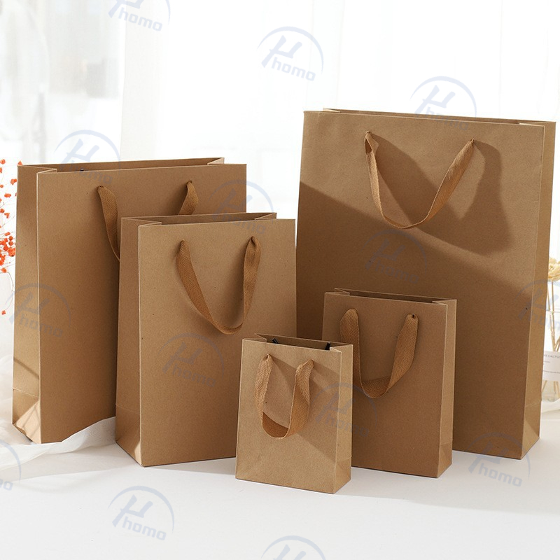Gift Bag Ordinary Rope Handbag Gift Bag Bulk Birthday Wedding Party Gift Bag With Handle High -End Kraft Paper Bag