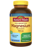 Nature Made High Absorption Magnesium Glycinate 200 mg 45caps (22.5 days)/ 60 (30 days)/180 caps (90 days supply) exp 2027