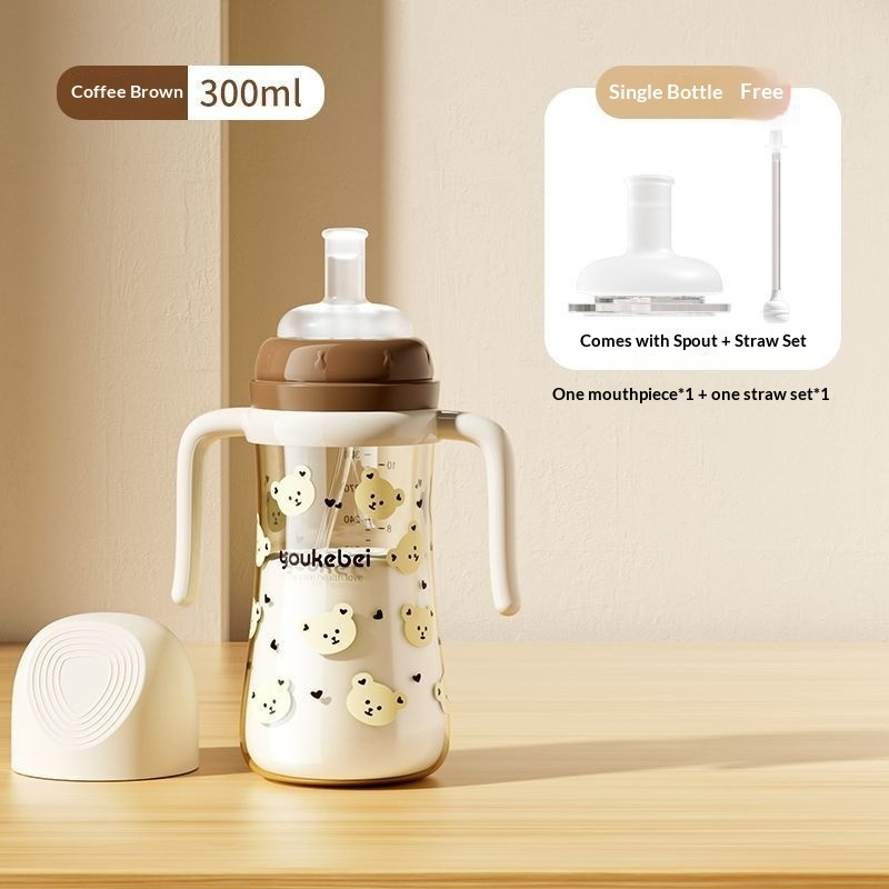 youkebei Baby Drinking Bottle 300ML/10oz PP Sippy Cup with Gravity Ball Straw 360° No Leakage BPA-Free Cup for Toddler
