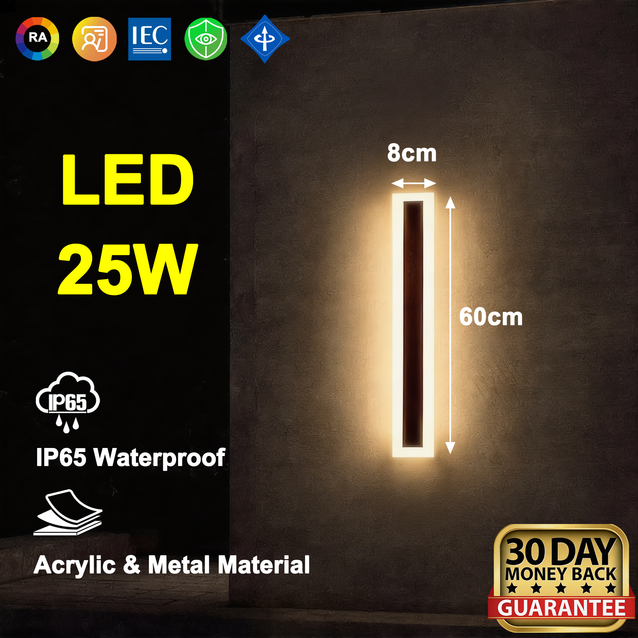 Minimalist LED Linear Wall Light IP65 Waterproof Outdoor Wall Lamp Warm Light for Garden Gate & Balcony