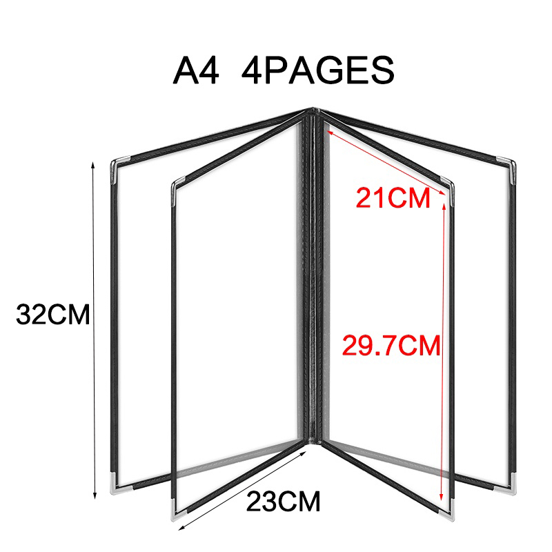 A4 Transparent Menu Cover Restaurant Menu Cover Menu Book 4/6 Page