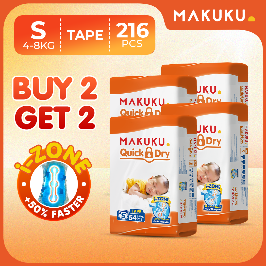 【B2T2】MAKUKU Diaper Quick Dry Tape and Pull Up Pants 50pcs Baby M L XL XXL XXXL UltraThin Soft and Breathable