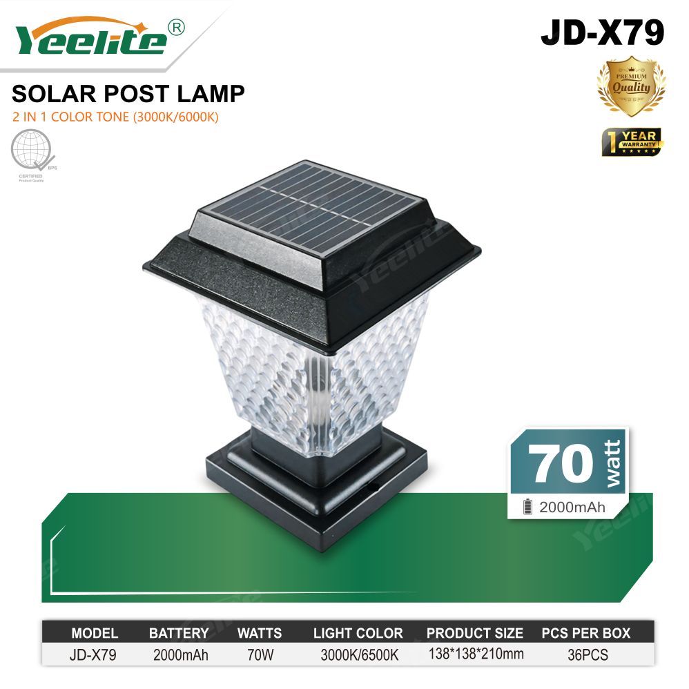 YEEHOME 2025 Solar Lamp Lawn Light Post Lsmp Outdoor Solar Light For Gate or Park White and Warm White X series