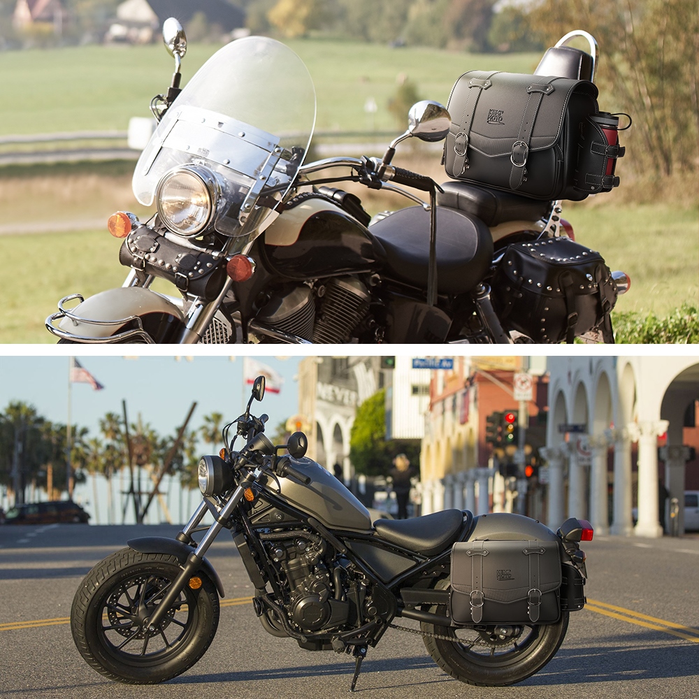 Motorcycle Side Bag Saddlebag 15L PU Waterproof Universal For