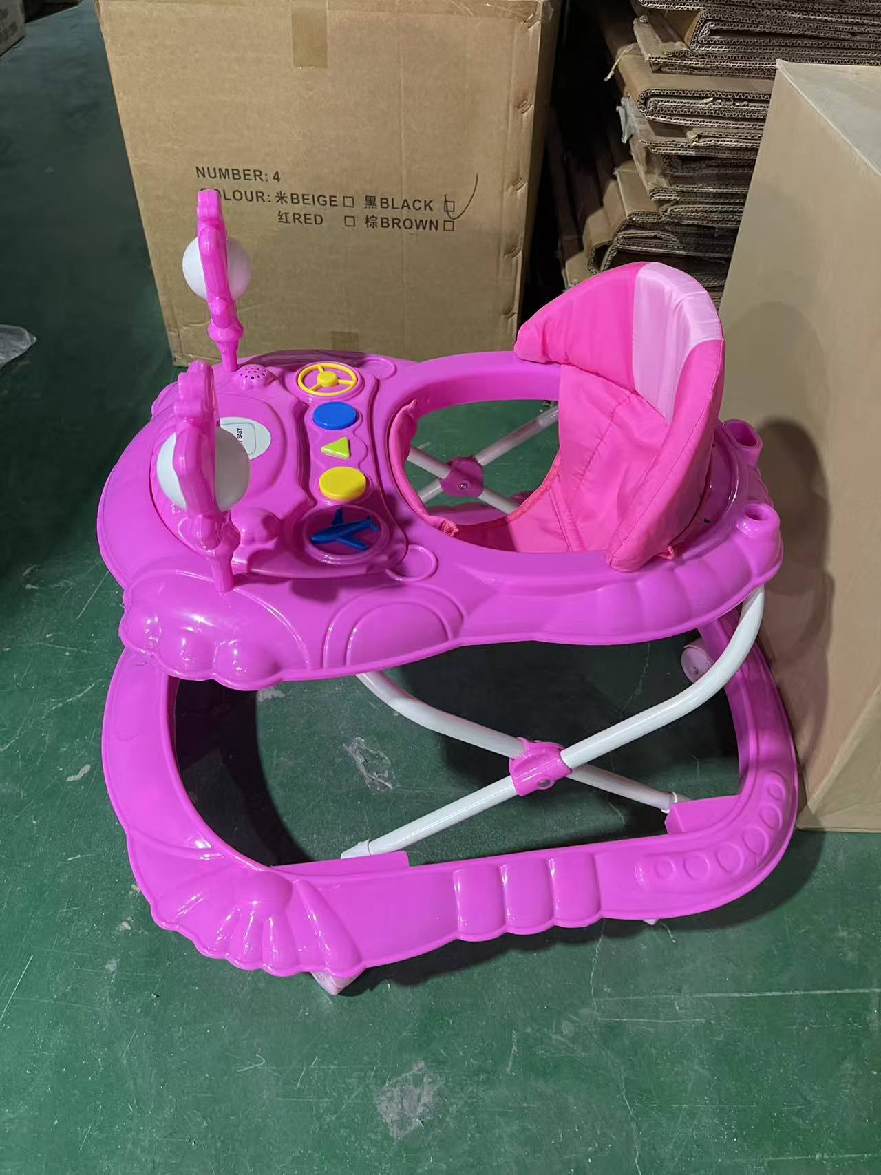 Baby Walker Adjustable Height Animal Toys for Baby Girl Boy Learning Walker w/ Music