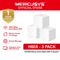 Mercusys Official | Halo H60X | AX1500 | Whole | Home | Mesh | Wi-Fi 6 | Dual‑Band | WiFi | Router