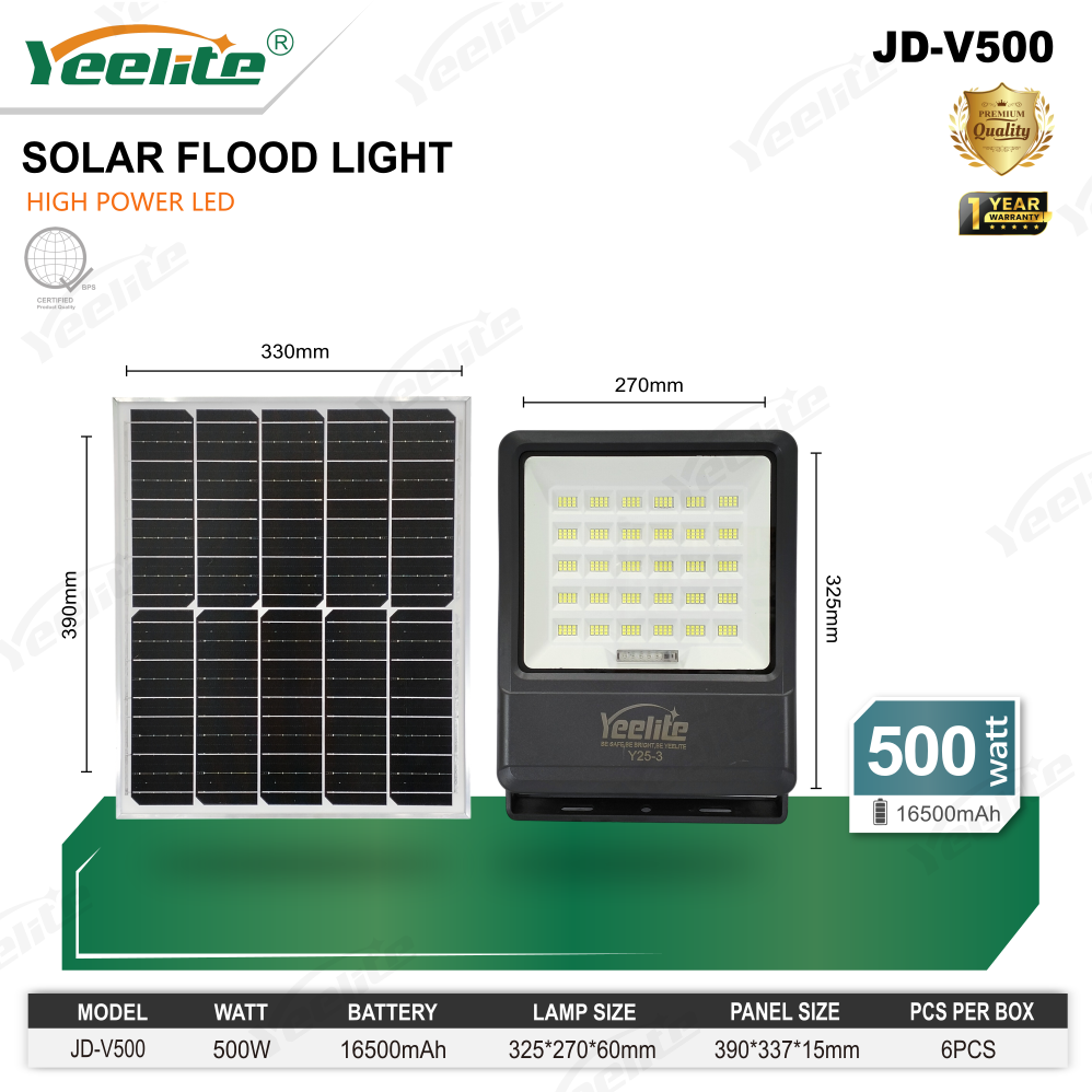 YEELITE [ BUY 1 TAKE 1 ] 100W/200W/300W/500W Solar LED Outdoor Flood Light IP67 Waterproof WIth Remote Control 1 Year Warranty