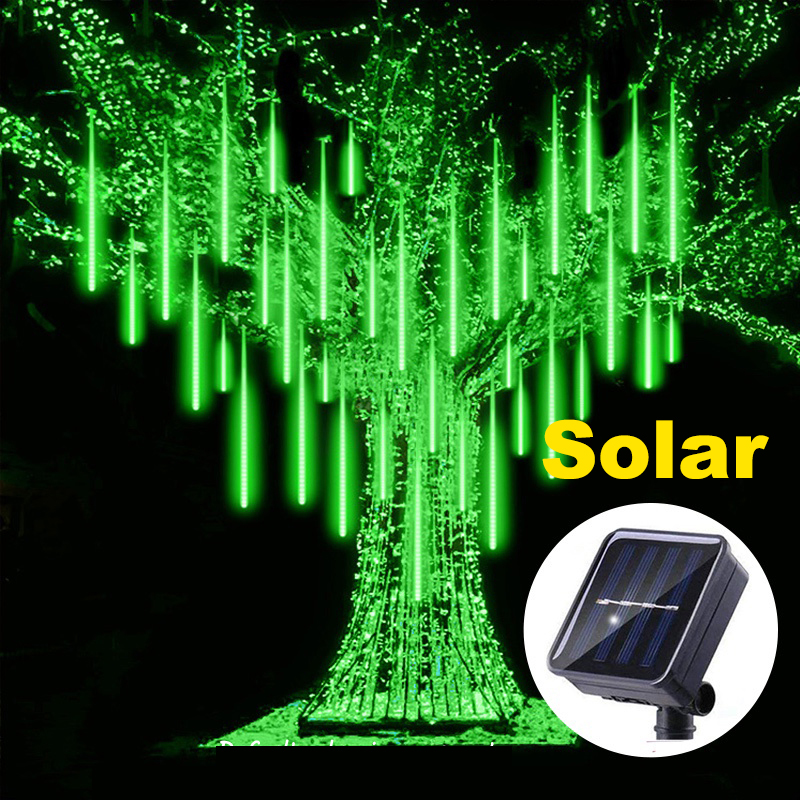 Meteor Shower Rain Lights Solar/Plug in Outdoor Waterproof 8 Tubes 30cm/45cm Christmas Light Outdoor Garden Holiday Wedding Party Decoration On Sale New Year Christmas Decoration