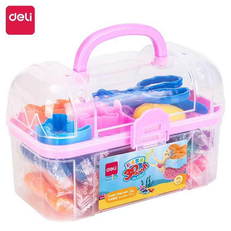 Deli 24 Colors Clay Dough Set For Kids Safe And Attractive Treasure Box Clay Set For Kids Mud Color