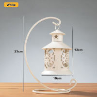 THEOMNIDESK European-style Castle Classical Candlestick Hollow Out Iron Art Glass Wind Lamp Wedding Home Decoration Gardern Retro Candle Holder