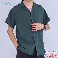 OTAKU Polo Shirt For Men Lapel Neck Short Sleeve Korean Style Fashion Shirt Hawaiian Polo Unsex