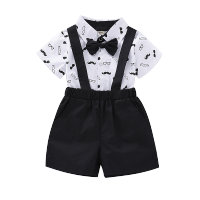 Baby Boy Clothes Set For Newborn Mustache Short-sleeved Printed Clothes Christening Toddler Outfits Handsome baby suit