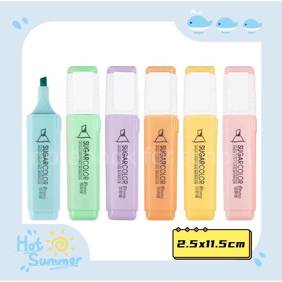 6 in 1 Macaron Highlighter Eye Care Fluorescent Note Pen Marker Candy Sugar Color School Supplies highlighter pen set