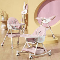 KYLEPLUS Foldable high chair for baby Adjustable Height High Chair Clean Baby High Chair Detachable plate