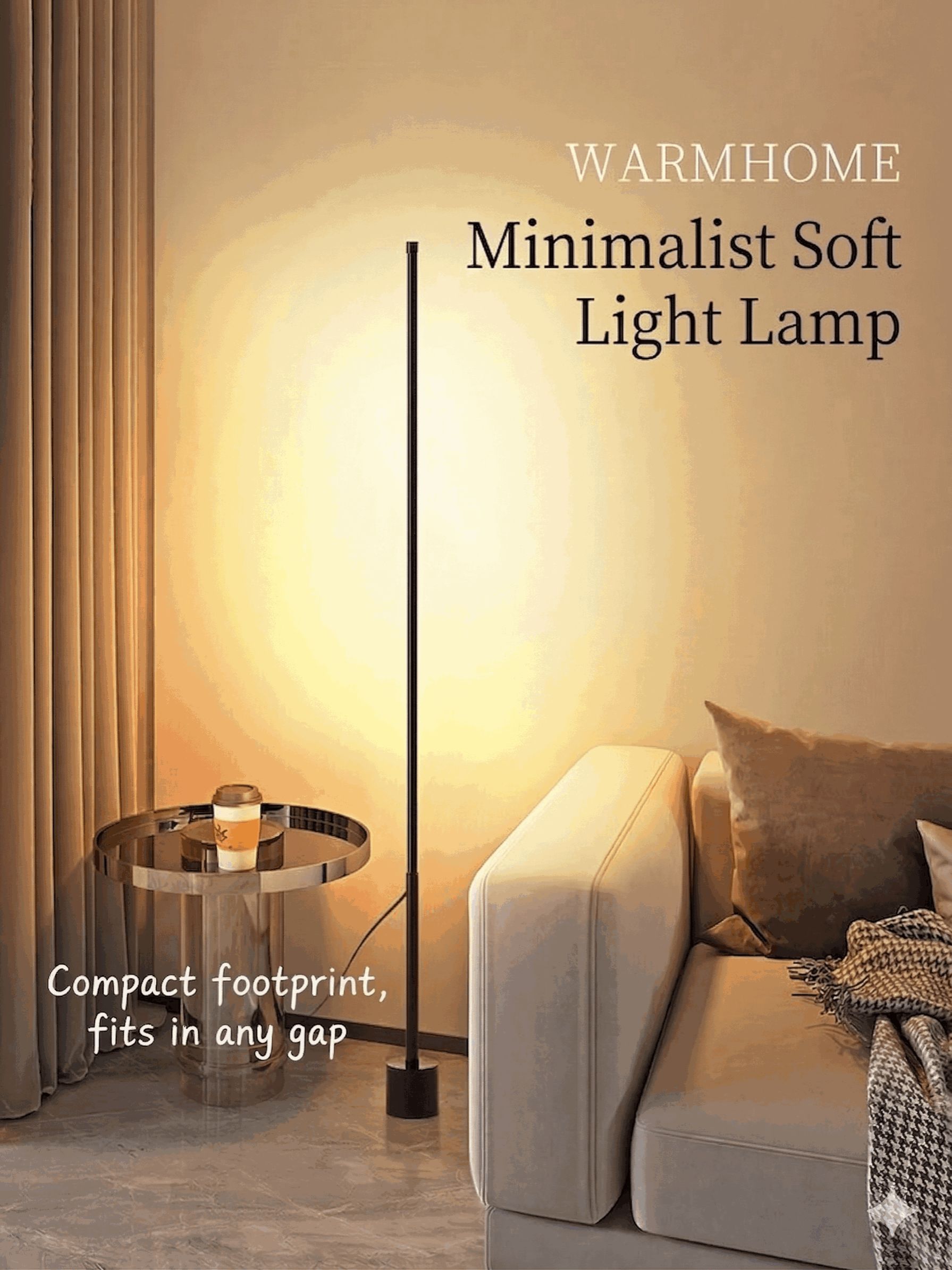 Modern Minimalist LED Floor Lamp Slim Standing Lamp 3-Color Dimming Eye Protection Night Light for Bedroom Study Living Room Office Home Lighting