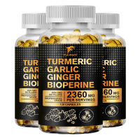 4-in-1 Turmeric Ginger Supplement with Pepperin 2360 Mg with Garlic Curcumin Black Pepper for Joint Digestive & Immune Support