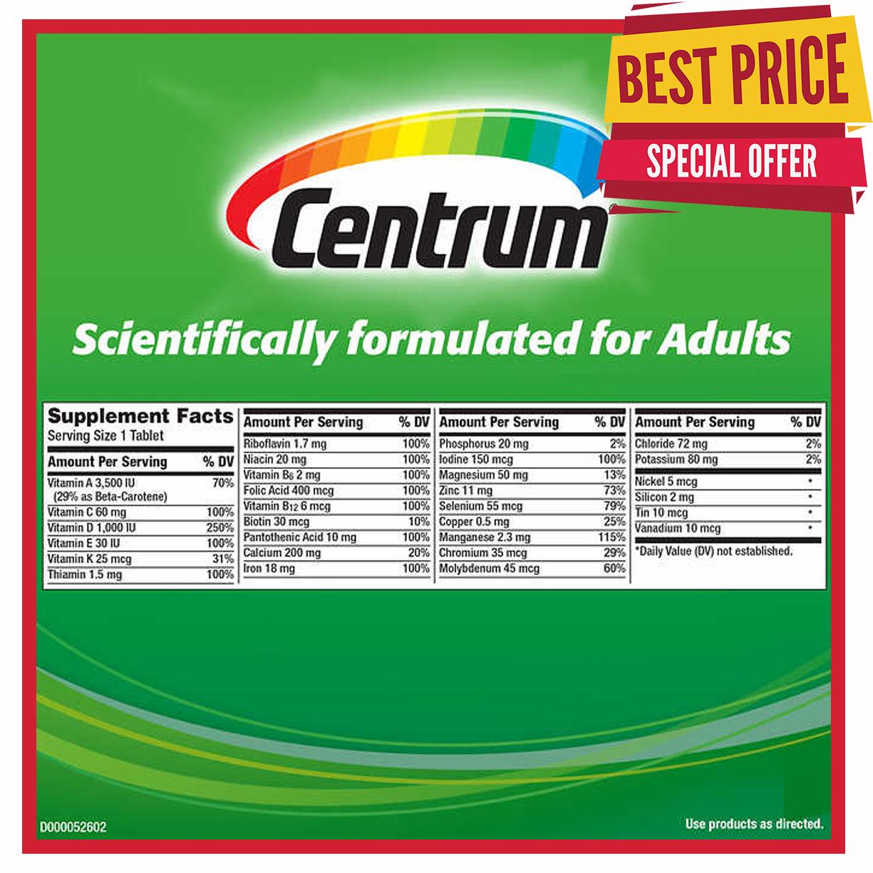 Centrum Adults Multivitamin 60 Tablets (Expiry jan 2022) review and price