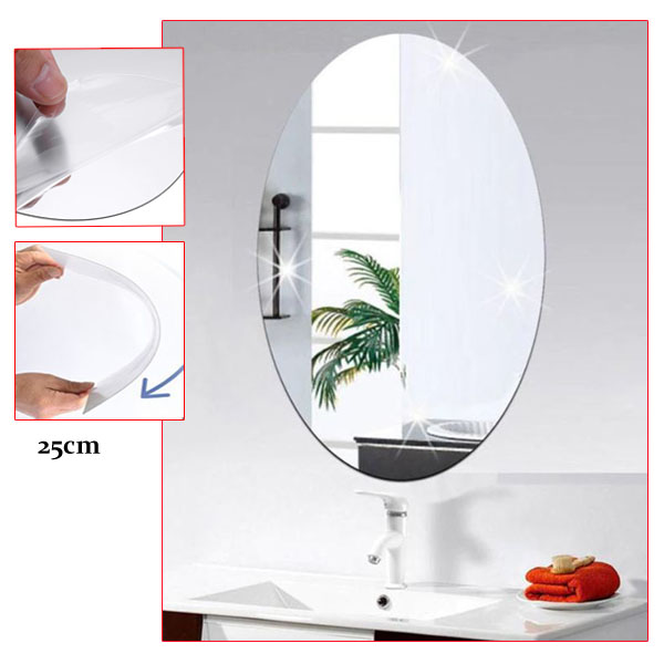 Bathroom Oval Glass Adhesive Wall Mirror