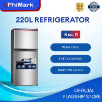 PhiMark 220L 8 cu ft. Two Door Diamond Silver Direct Cool Refrigerator With Freeze Space PH5700RS (DIAMOND SILVER DESIGN)