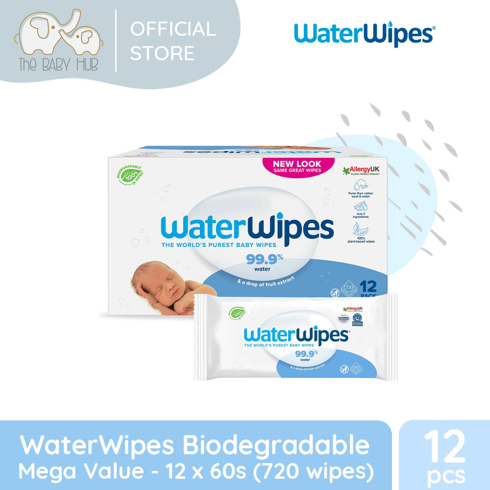 WaterWipes Biodegradable Mega Value 12x60s (720 Wipes)