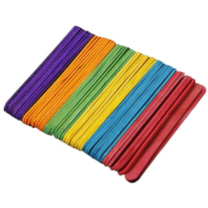 50 pieces Wood POPCICLE Stick Colored and Plain